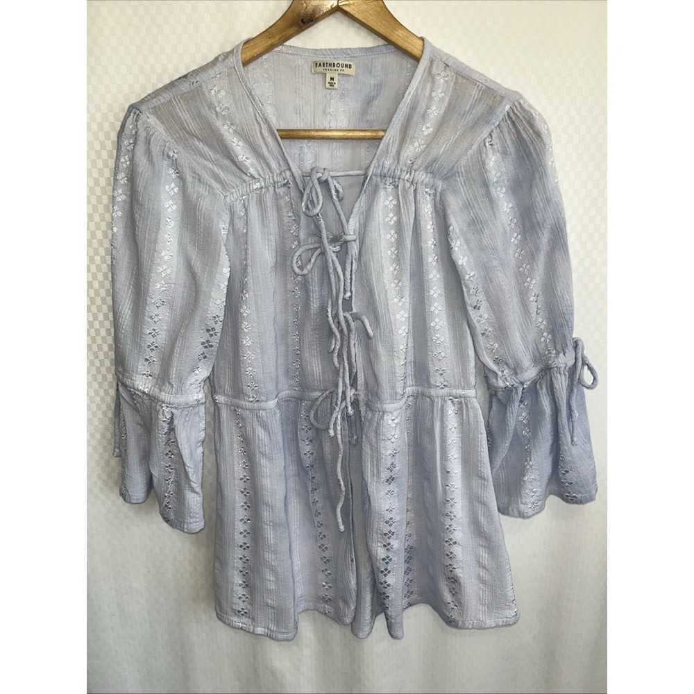 Earthbound Trading Co Peasant Blouse Medium Lilac